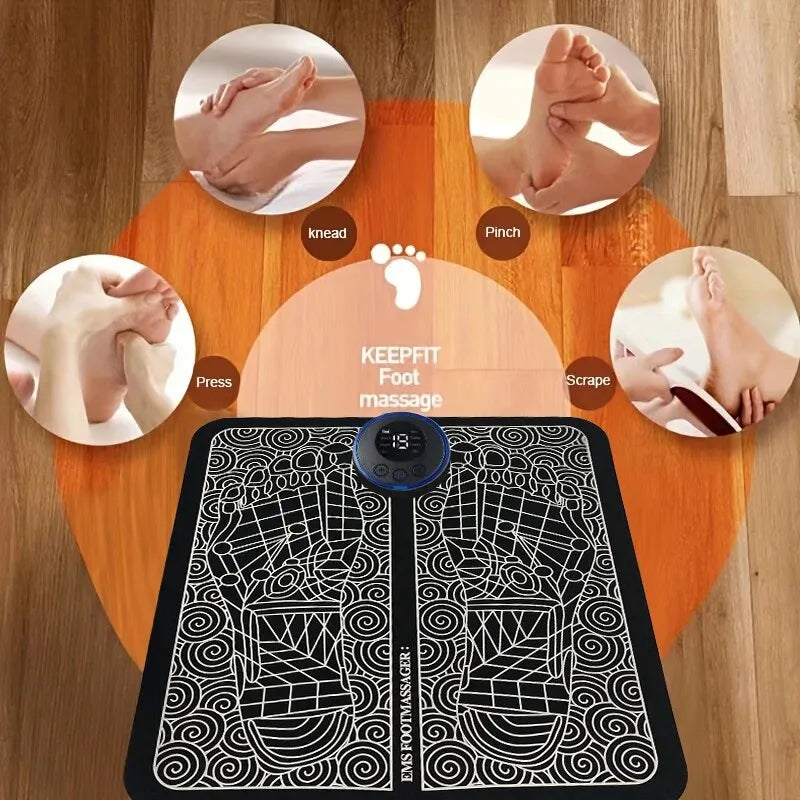EMS Electric Foot Massager Pad Relief Pain Relax Feet Acupoints Massage Mat Shock Muscle Stimulation Improve Blood Circulation